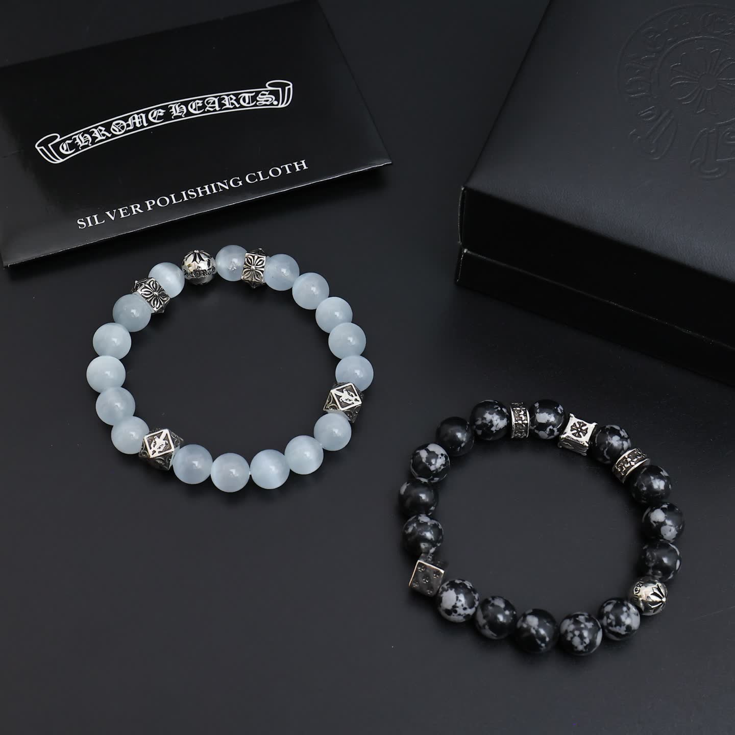 Chrome Hearts Beaded Bracelet with Silver Accents